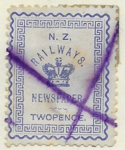 New Zealand Railways Newspaper Stamp. Twopence Used.