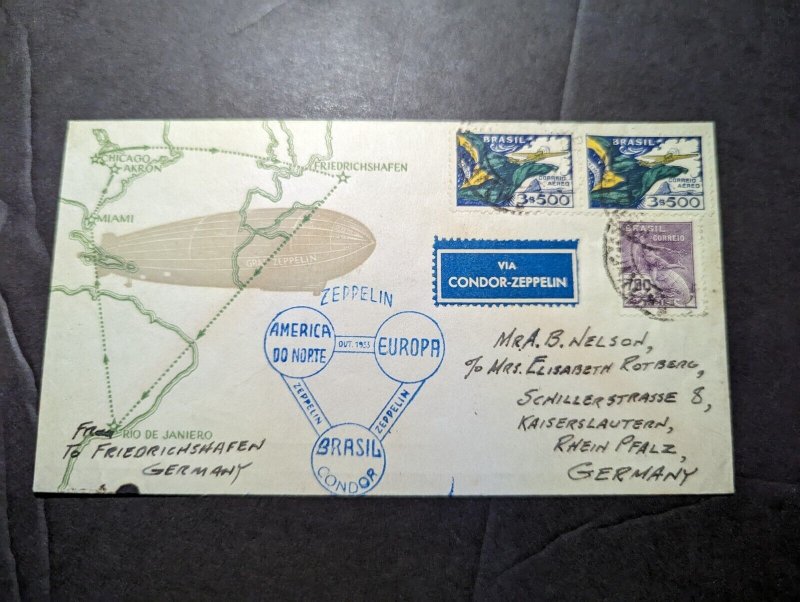 1933 Brazil LZ 127 Graf Zeppelin Airmail Cover Rio De Janeiro to Germany