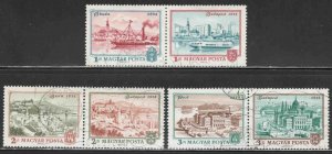 Hungary #2180a, 2182a, 2184a ~ Cplt Set 6 ~ 3prs ~ Budapest ~ Ucto, HMR (1972)