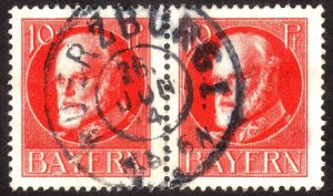 1914, Germany Bavaria 10pfg, Used pair, Sc 98