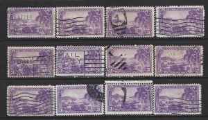 UNITED STATES - #802 - 3c VIRGIN ISLANDS USED STAMPS LOT