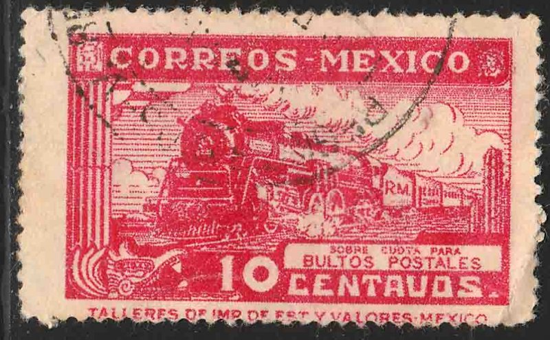 MEXICO Q3, 10¢ PARCEL POST. STEAM ENGINE. USED. F-VF (965)