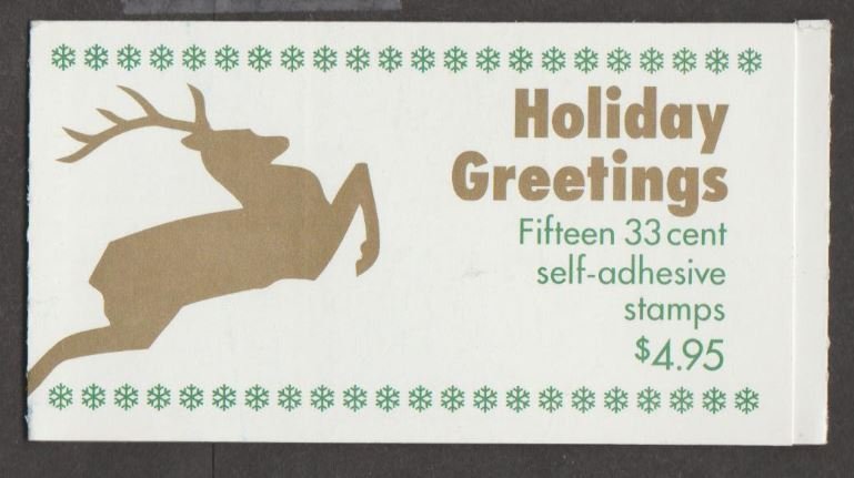 U.S. Scott #3363-3367a-3367c BK276B Christmas Reindeer Stamp - Mint NH Booklet