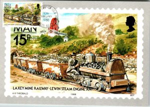 Isle of Man 347-358 Trams Trains Set of Twelve Maxi Cards U/A FDC