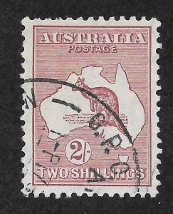 Australia Scott 125 Used H - 1935 2sh Kangaroo, Perf 12, Wmk 228 - SCV $2.75