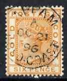 Gold Coast 1884-91 QV Crown CA 6d with fine APPAM code A ...