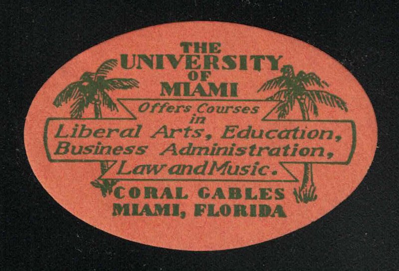 University of Miami - Coral Gables, Florida - Vintage Poster Stamp