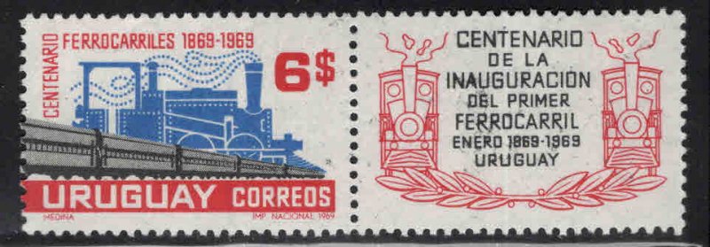 Uruguay Scott 771 MH* Train stamp with label