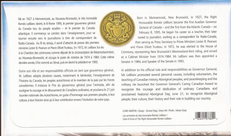 2010 Canada FDC Sc 2370 - The Right Honourable Romeo LeBlanc