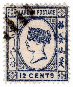 (I.B) Labuan Postal : 12c Ultramarine (1892)