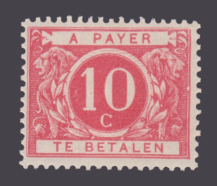 BELGIUM POSTAGE DUE STAMP 1895. SCOTT # J5. UNUSED.