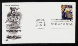 FIRST DAY COVER #1492 Postal People 8c ARTCRAFT U/A US Postal Service FDC 1973