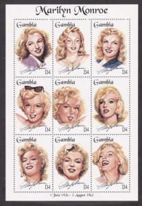 Gambia # 1601, Marilyn Monroe, Sheet of Nine, NH, 1/2 Cat.