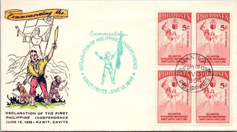 Philippines FDC 1954 - Declaration of Phil Independence - 4x5c Stamp - F43294