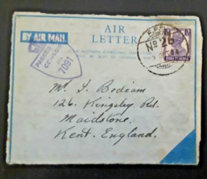 1944 Ansariya Lebanon To Maidstone England Military Censor Airmail Cover