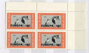 ISLE OF MAN; 1963 early Pictorial Bird EUROPA issue MINT MNH CORNER BLOCK