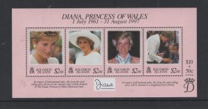 Solomon Islands #867   (1998 Princess Diana Memorial sheet) VFMNH CV $4.50