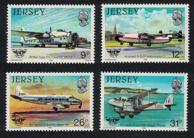 Jersey Aviation History 2nd series 40th Anniversary of ICAO 4v SG#340-343