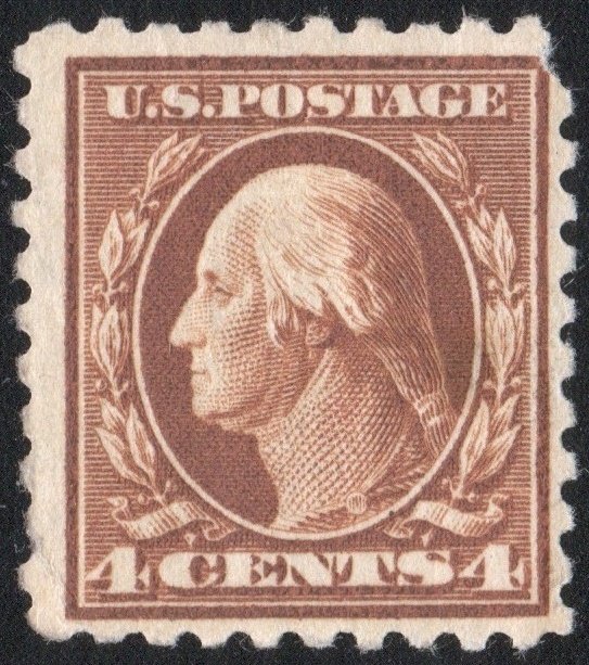 SC#465 4¢ Washington Single (1916) MH/Fault