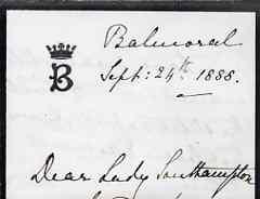Great Britain 1888 Handwritten letter from PRINCESS BEATR...