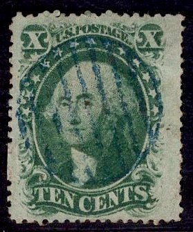 US Stamp #35 10c Washington Used SCV $55. 4 Margins