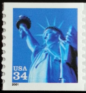 2001 34c Statue of Liberty, Coil, SA Scott 3477 Mint F/VF NH