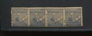 TD61A KENDALL STAMP AFFIXER TEST MINT Coil Strip of 4 Stamps (Bz 950)