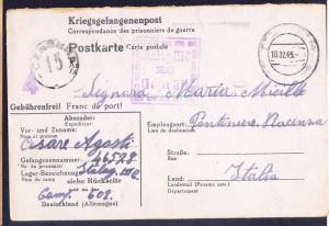 1943 Germany Stalag 3 C Italian Prisoner of War POW PostcardCover to Italy