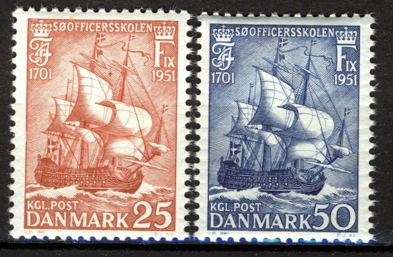 Denmark 1951, Ships, 250 anniv Danish Sea Officers School VF MNH, Mi 323-324