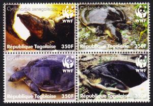 Togo WWF Senegal Flapshell Turtle 4v in block 2*2 MI#3337-3340 SC#2039a-d