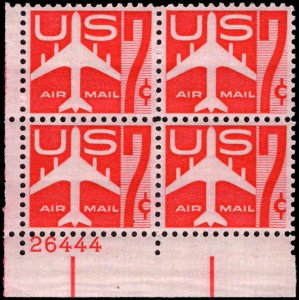 US #C60 7¢ JET PLANE MNH LL PLATE BLOCK #26444 DURLAND .65¢