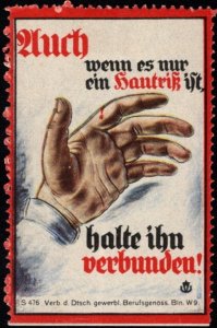 Vintage Germany Poster Stamp Association Industrial Trade Accident Insurance