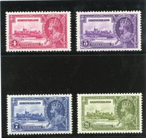 Newfoundland 1935 KGV Silver Jubilee set complete MLH. SG 250-253. Sc 226-229.