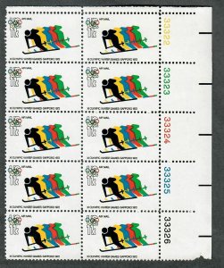 C85 Olympic Skiers MNH plate block of 10 UR