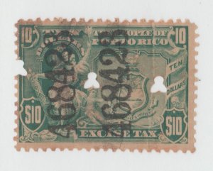 Puerto Rico Revenue fiscal Cinderella stamp 10-12- tnx perfed