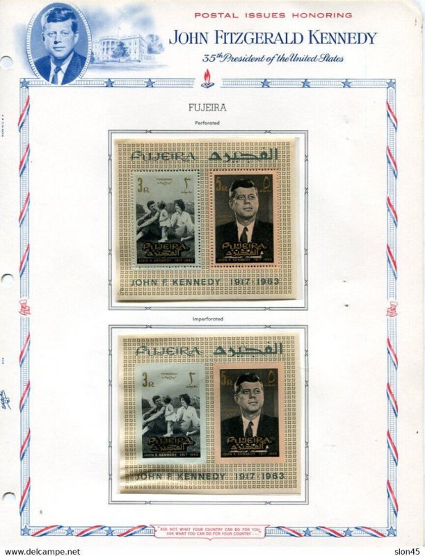 Fujeira 1965 Kennedy on Album pages in mounts Pef+imperf full sets MNH 13850