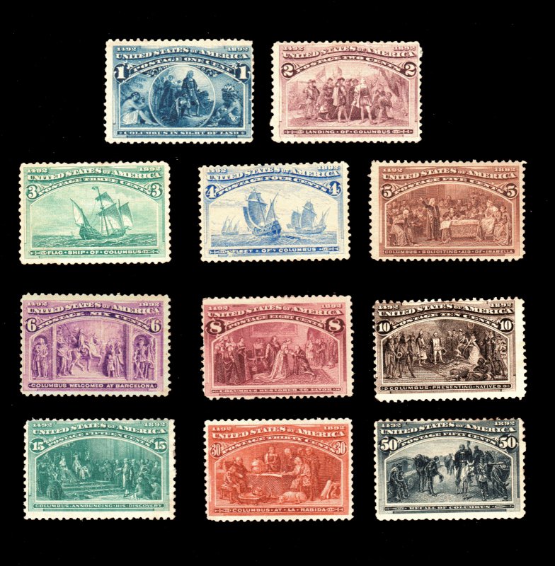 US STAMPS SCOTT #230-240 COLUMBIAN  EXPOSITION 1893 MNH-H/OG-NG CV: $1200