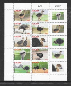 BIRDS- ARUBA #468 OSTRICH BLOCK OF 10 MNH