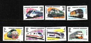 Malagasy Madagascar-Sc#1200-6-unused NH set-Trains-Locomotives-Railways-1993-