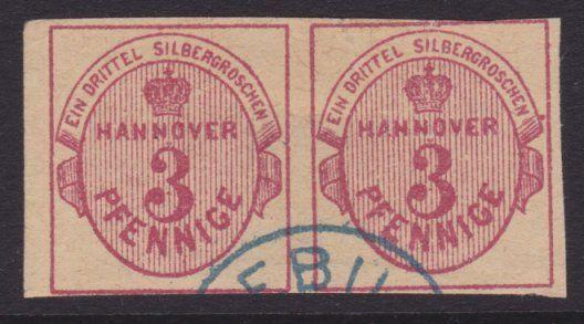 HANNOVER GERMANY - an old forgery of a classic stamp - pair 3pf.............5516