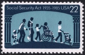 SC#2153 22¢ Social Security Act Single (1985) MNH