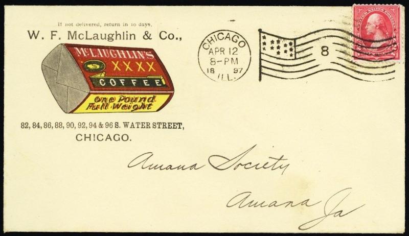 W.F. McLaughlin & Co. Coffee Advertising Cover Chicago Flag Cancel - Stuart Katz