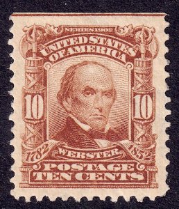 US Scott 307, 1903 Webster, 10c pale red brown, NH MINT
