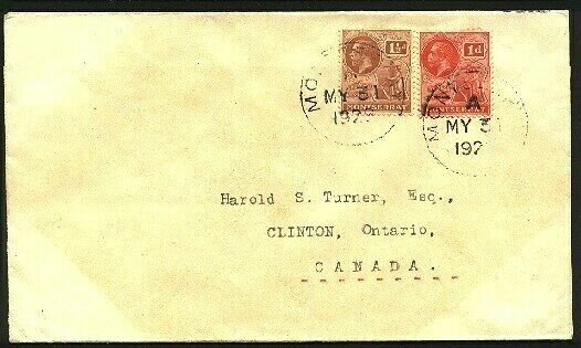 MONTSERRAT 1926 GV 1d & 1½ on cover to Canada..............................94773