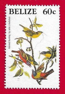 BELIZE SCOTT#909a 1988 60c PAINTED BUNTING BIRDS - MNG