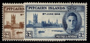 PITCAIRN ISLANDS GVI SG9-10, 1946 victory set, M MINT.