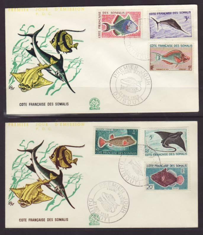 Somoli Coast 275-282 Fish 1959 S/3 U/A FDC G369