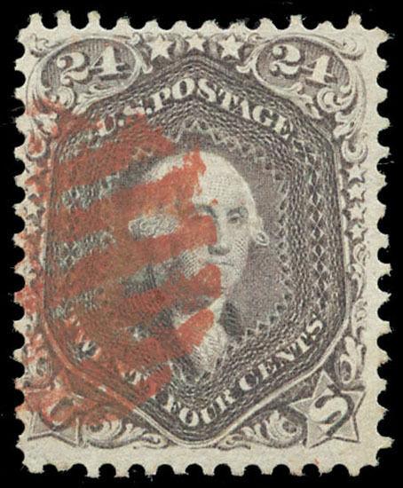 momen US Stamps #70 Used RED GRID VF PF Cert