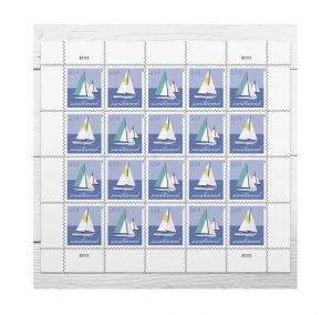 Forever Stamps ，Sailboats Postcard 5 Sheets of 20， 100 pcs