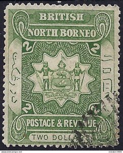 NORTH BORNEO 1894 $2 Sage Green SG84 Cancelled